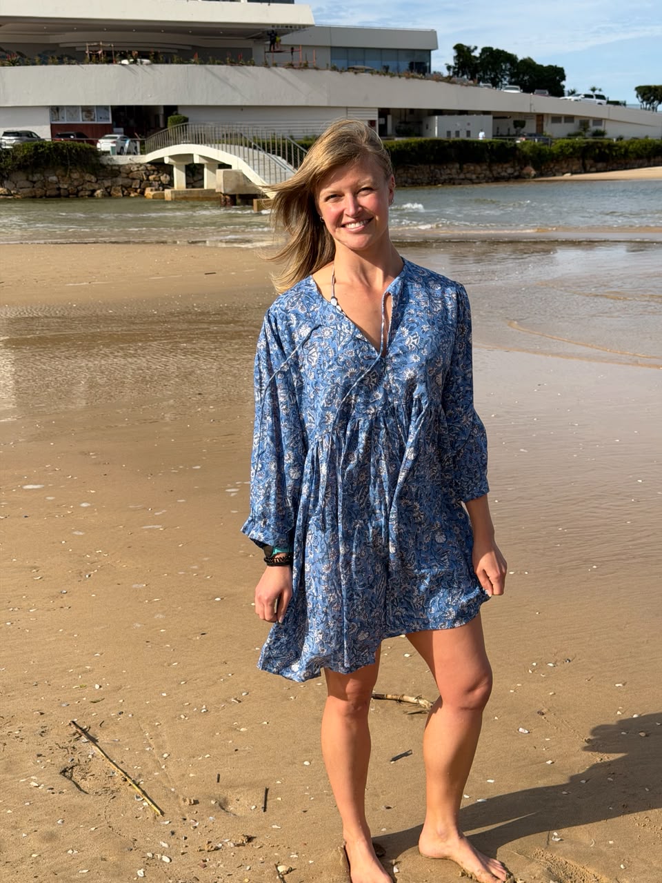 Blue floral short dress