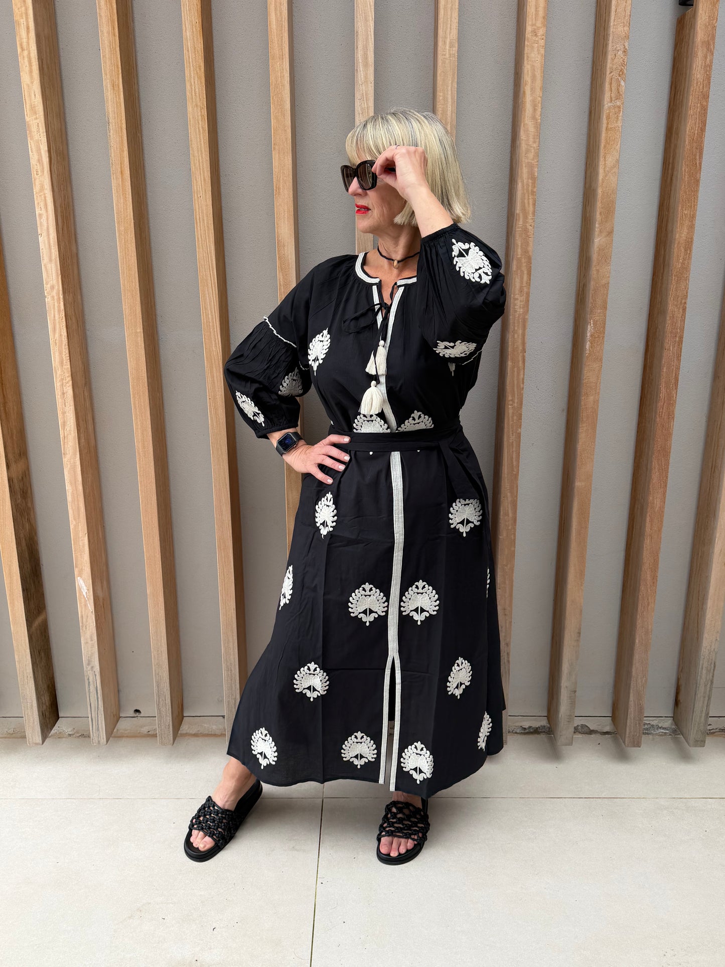 Black embroidered dress