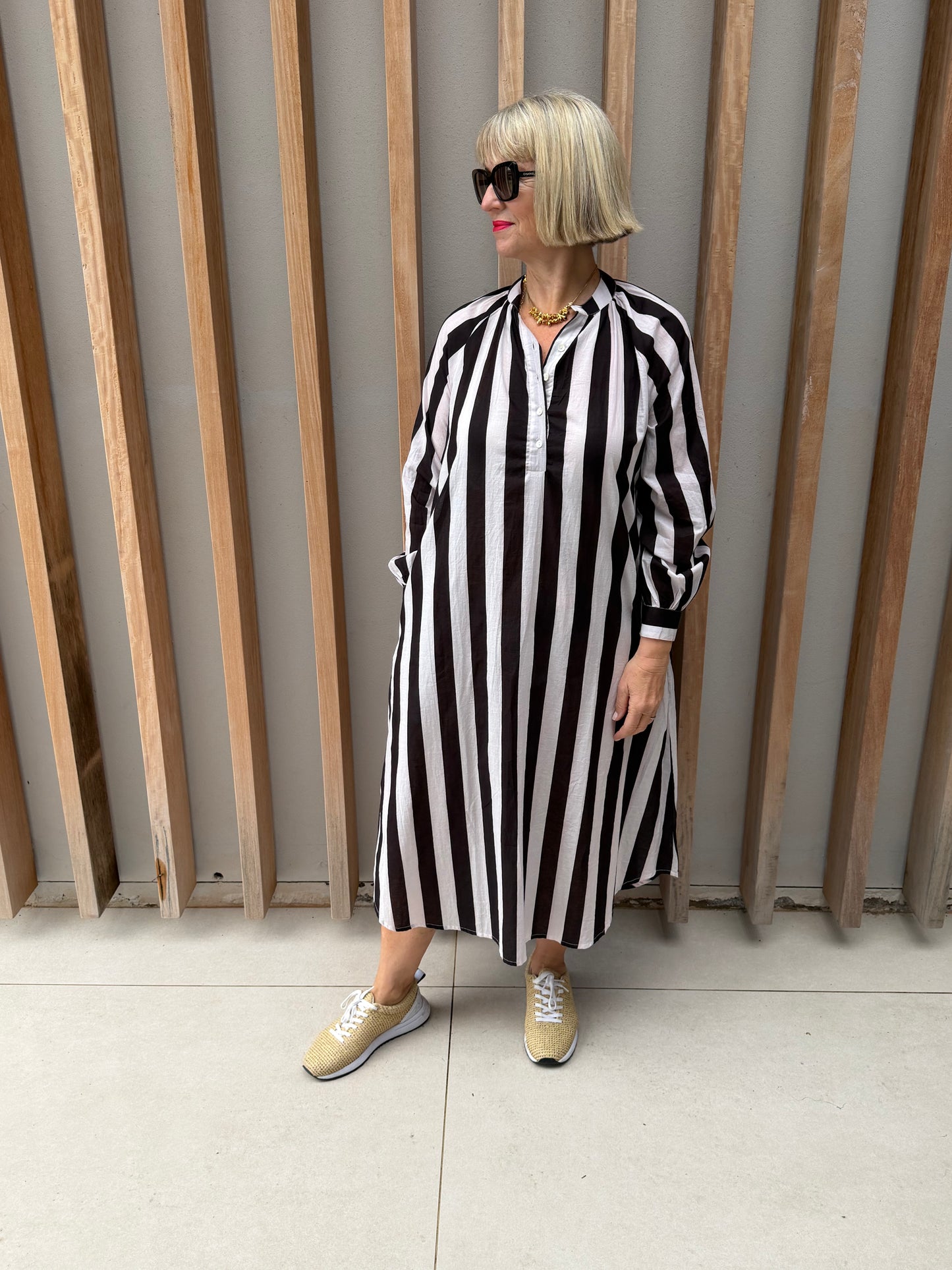 Black & white striped Kurta dress