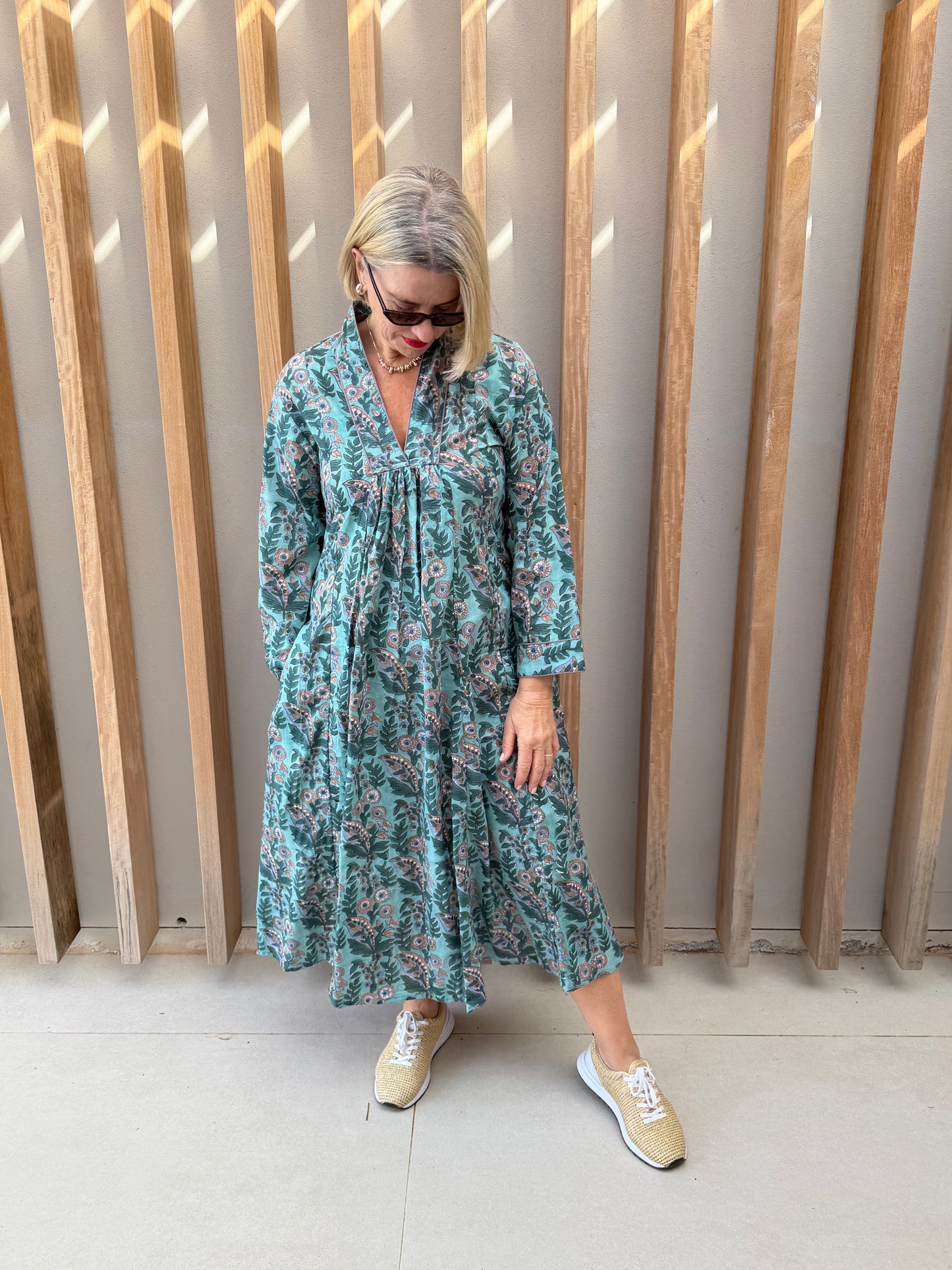 Green floral dress