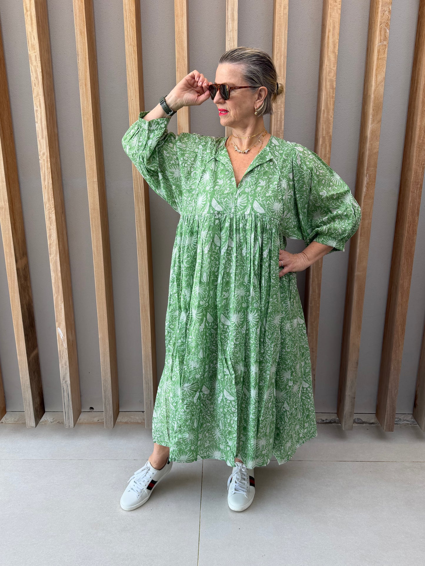 Green floral dress
