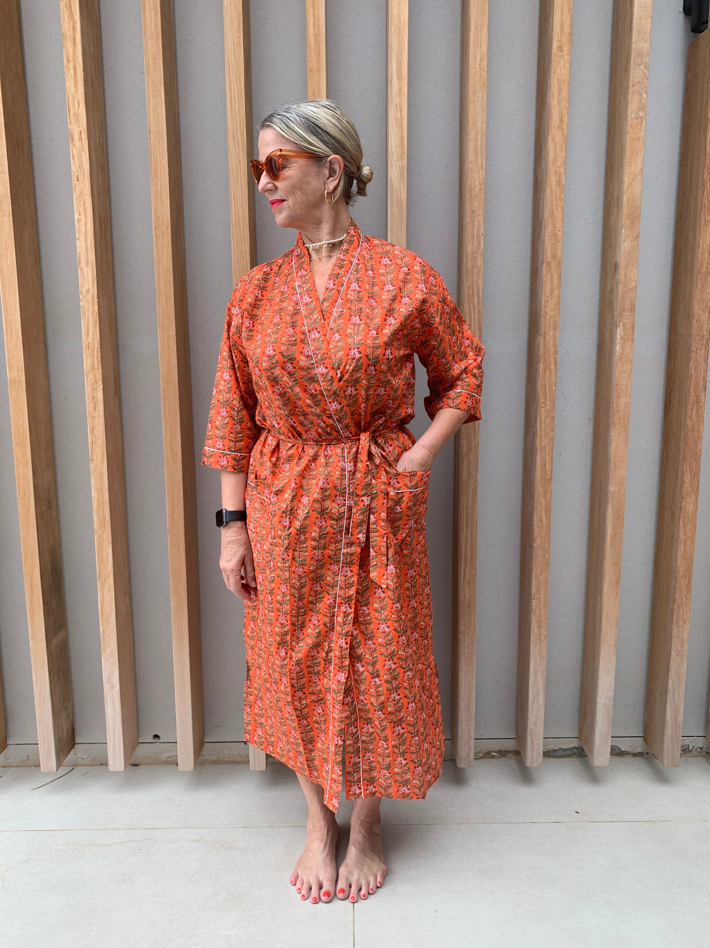 Orange floral Kimono