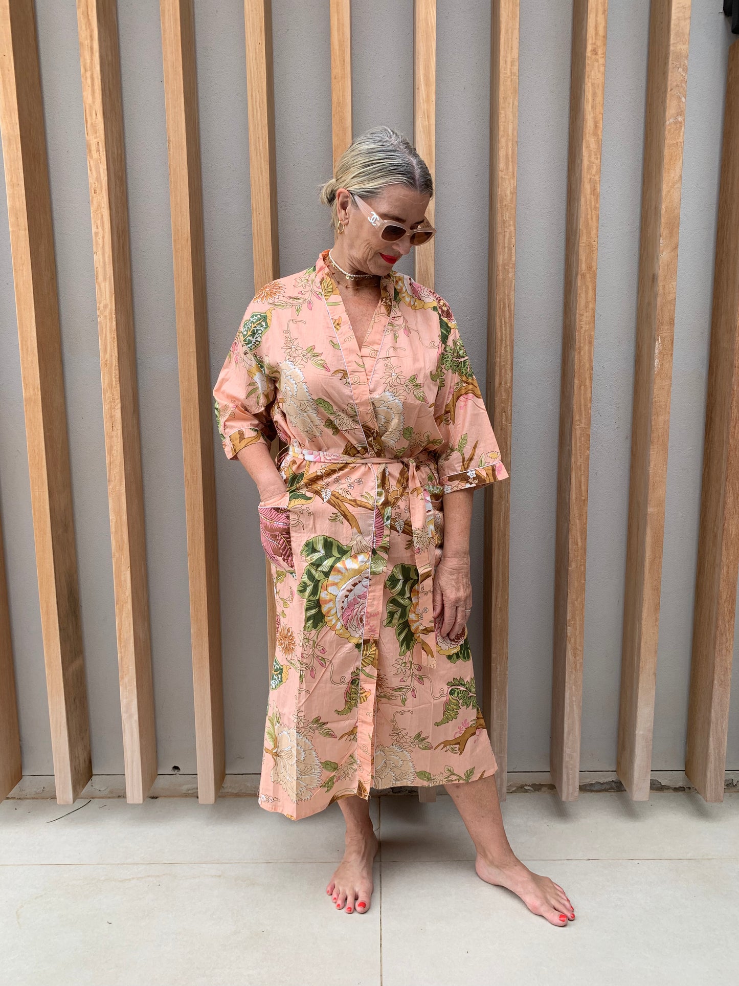 Peach floral Kimono