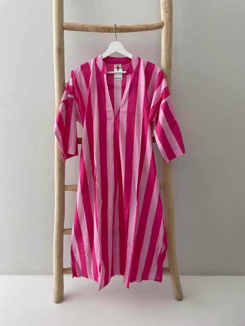 Pink two tone striped dress
