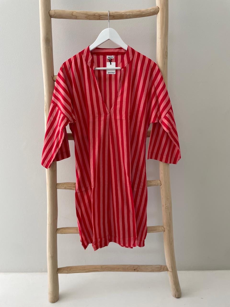 Pink two tone stripe short dress