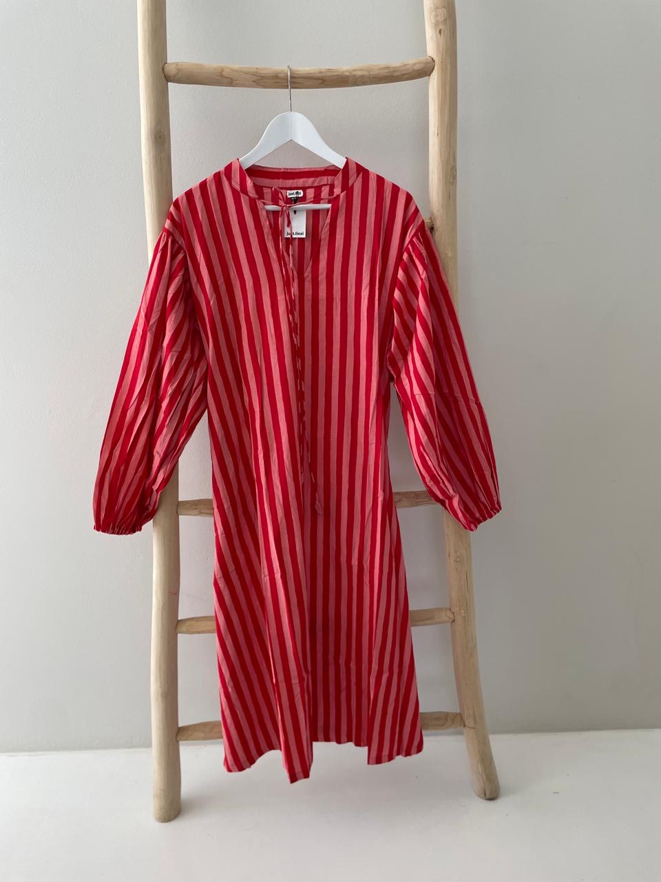 Pink two tone thin stripe dress