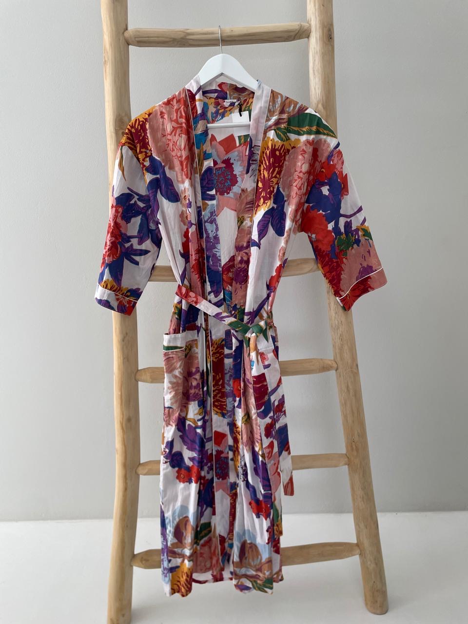 White orange & purple floral Kimono