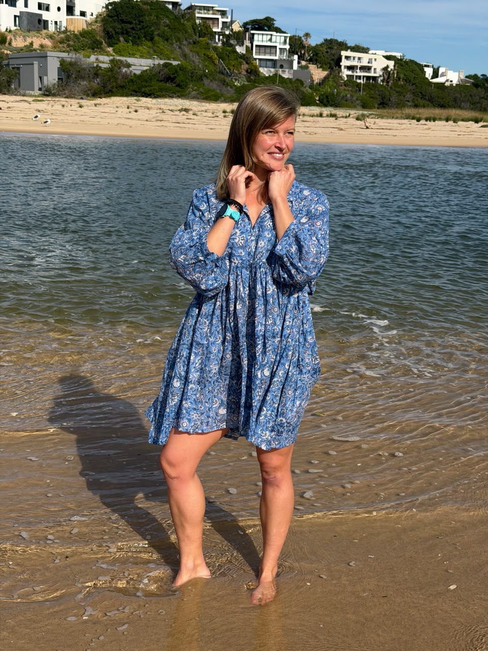 Blue floral short dress