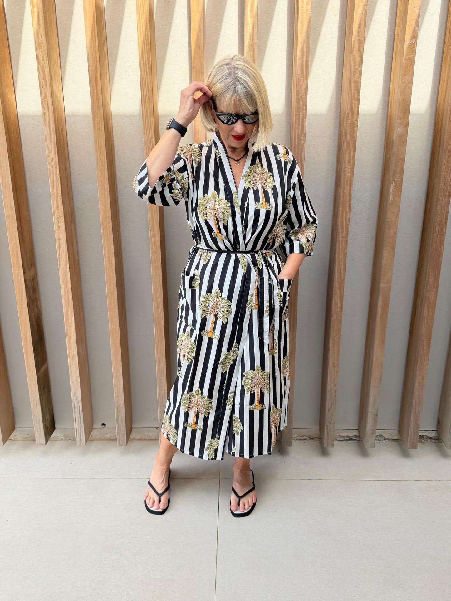 Black & White striped Kimono