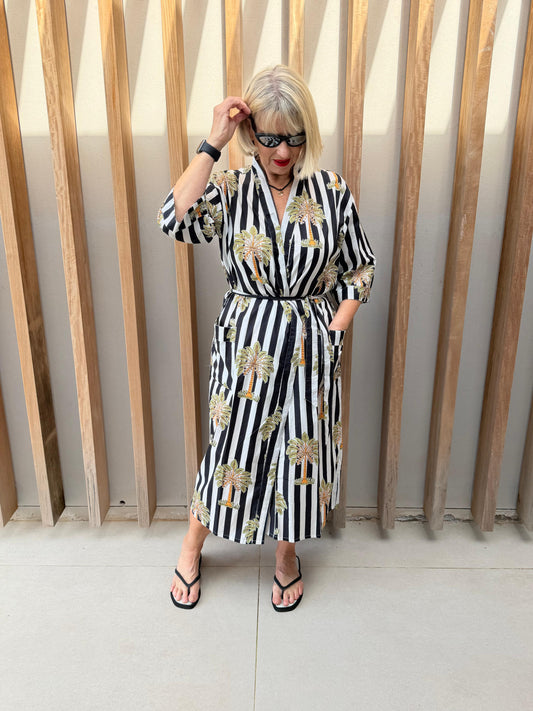 Black & White striped Kimono