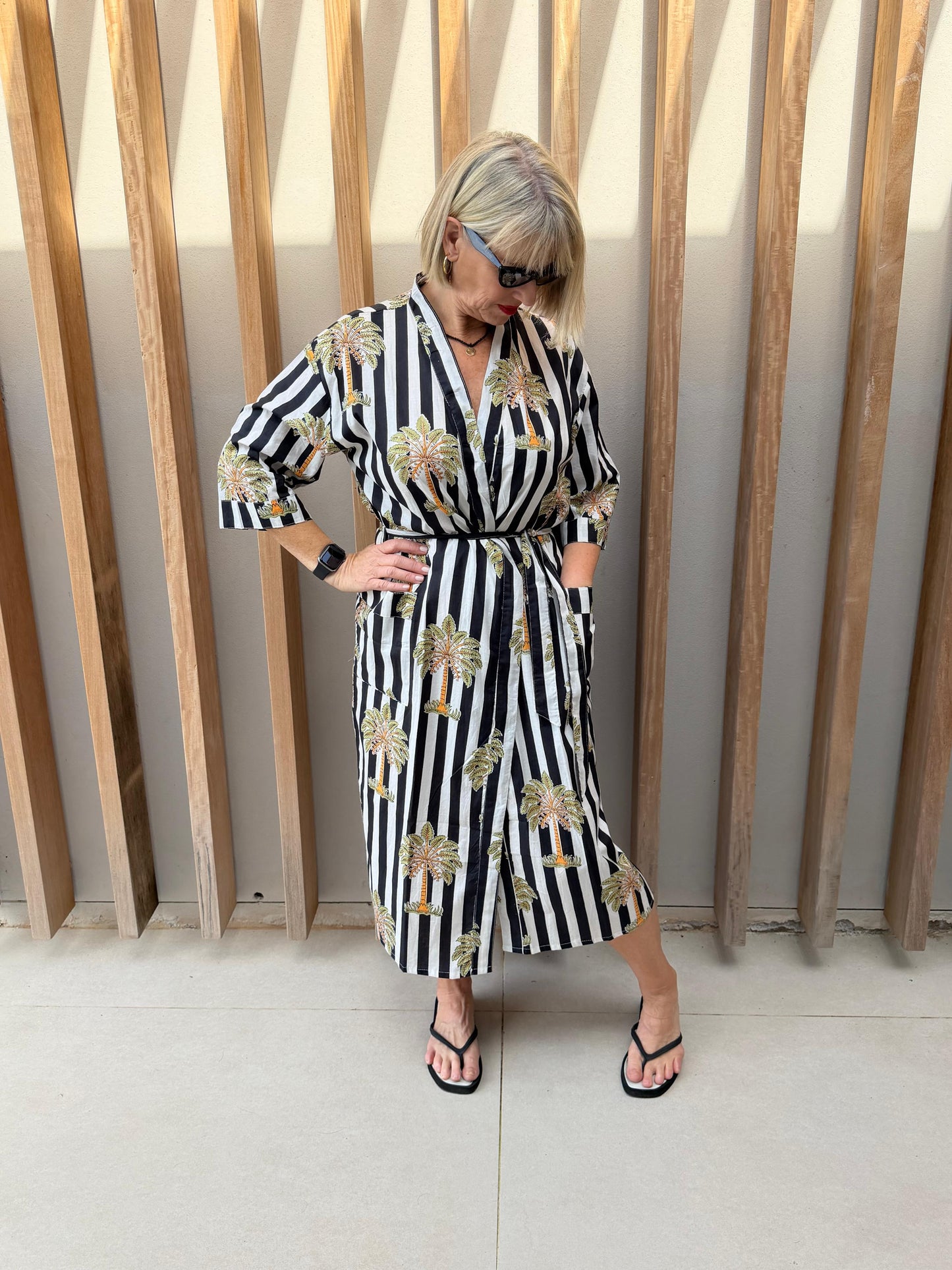 Black & White striped Kimono