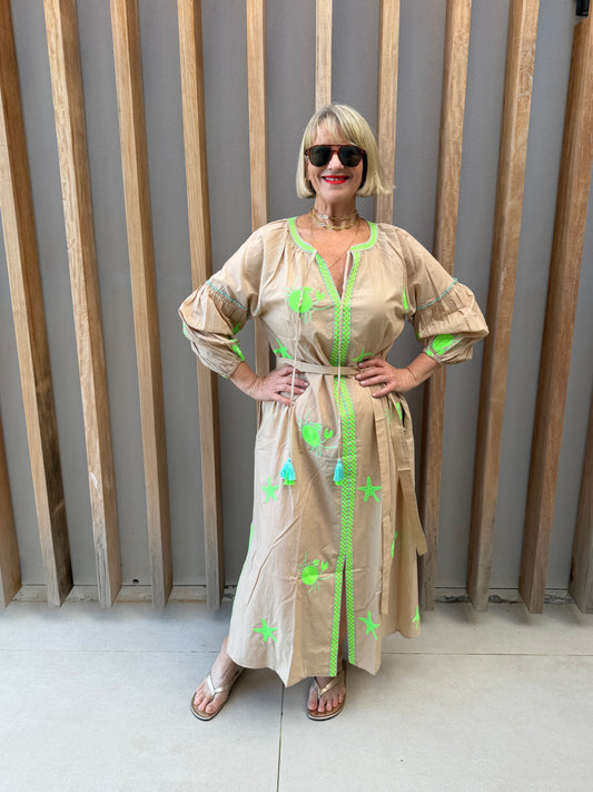 Beige embroidered dress