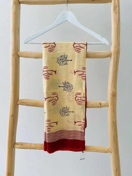 Beige & burgundy Sarong