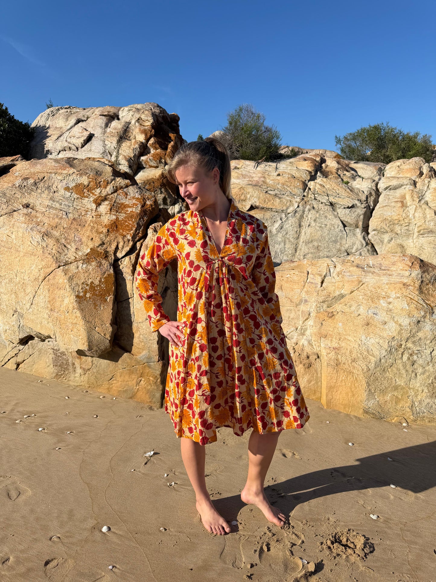 Beige floral dress