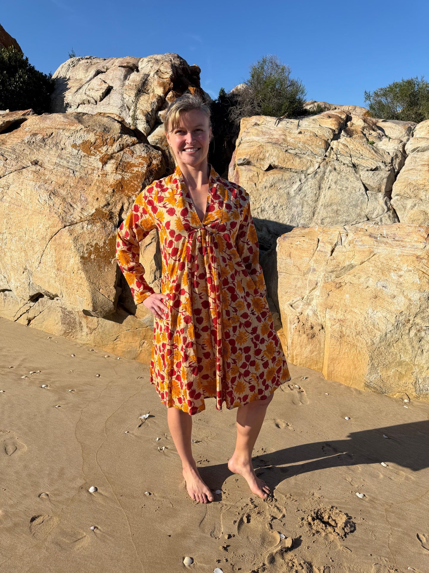 Beige floral dress
