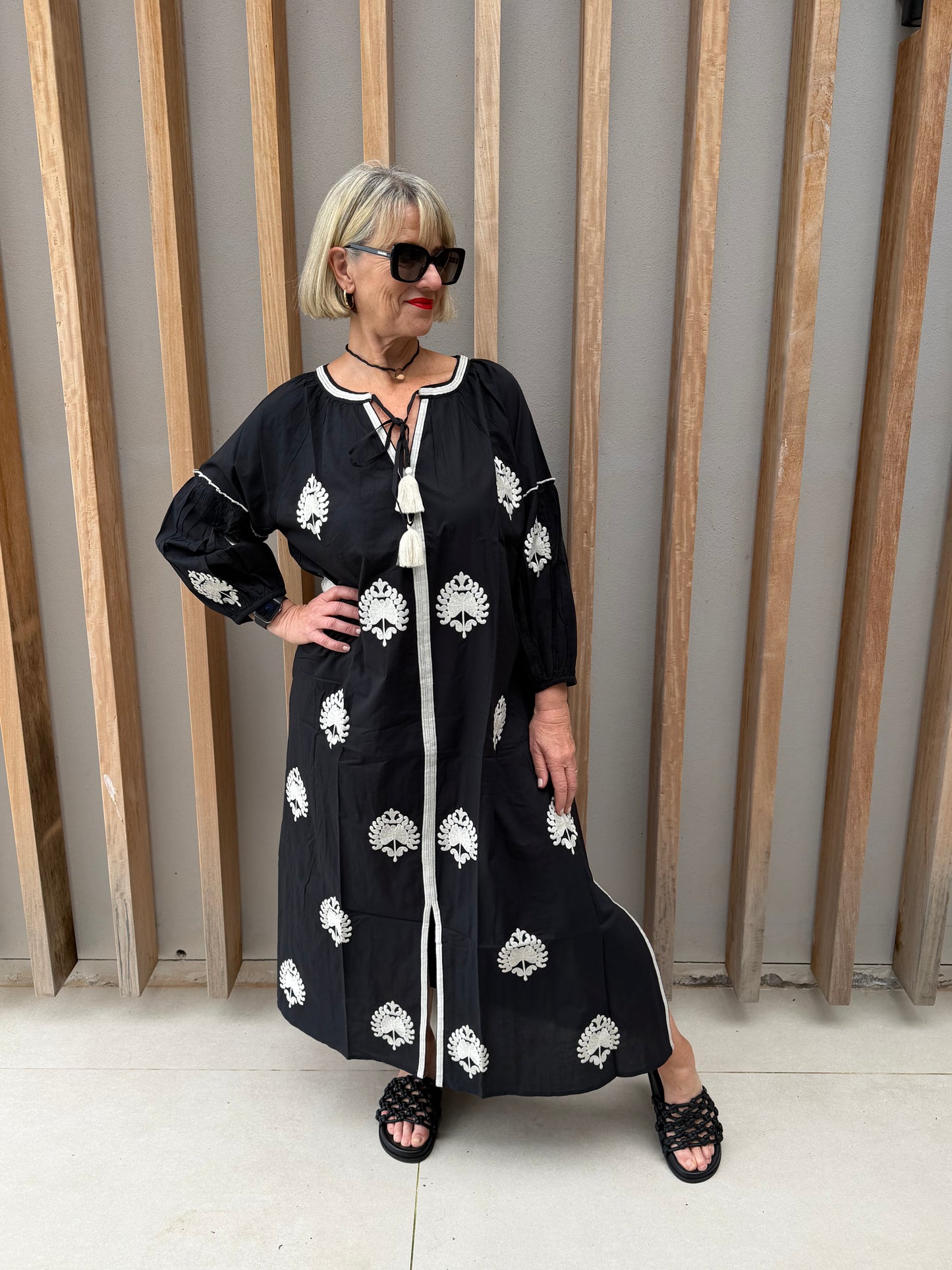 Black embroidered dress