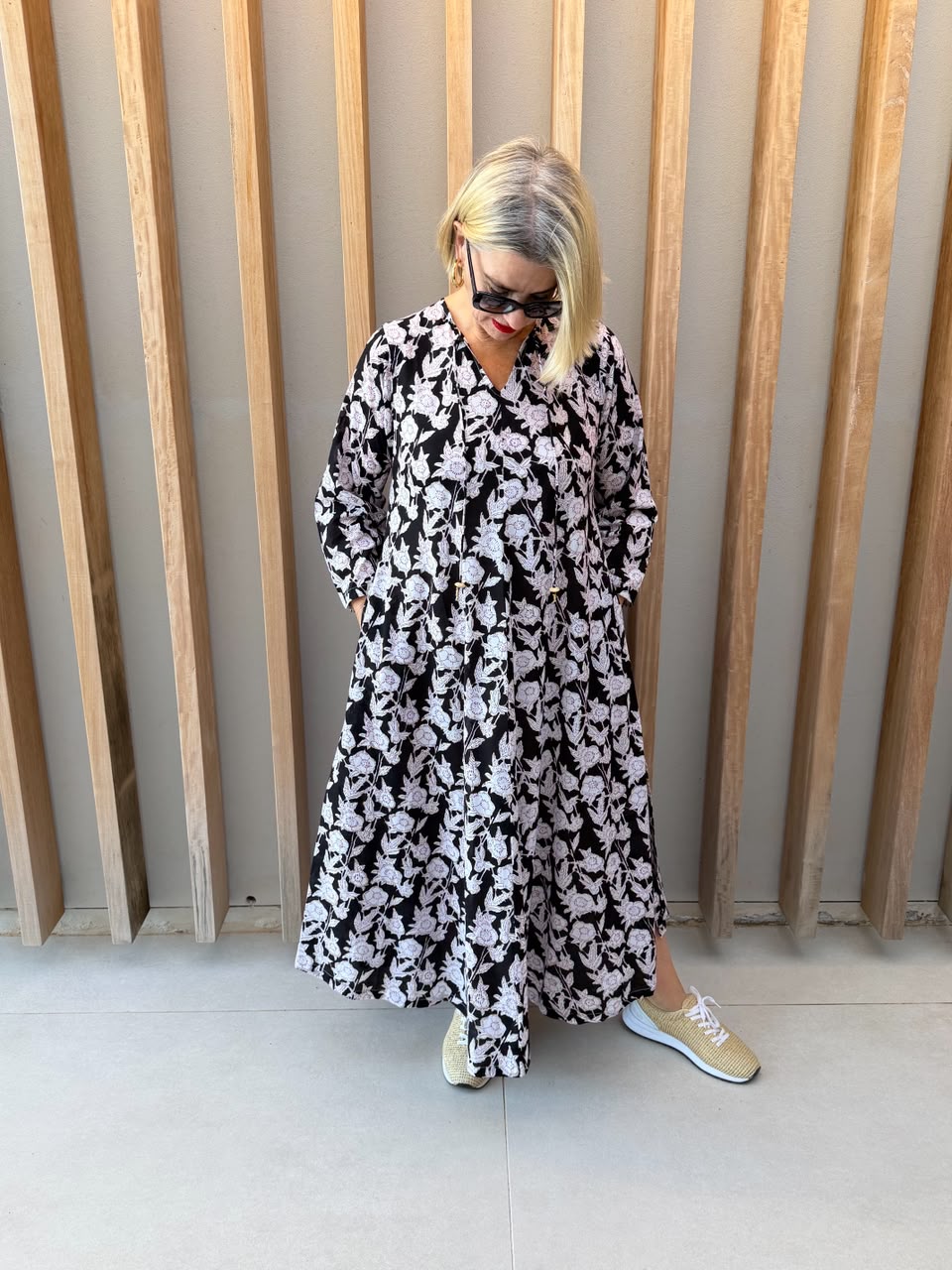 Black dress with floral pattern