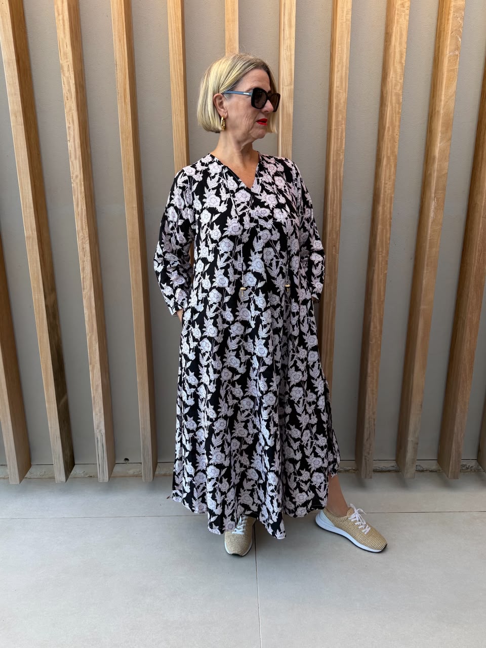 Black dress with floral pattern