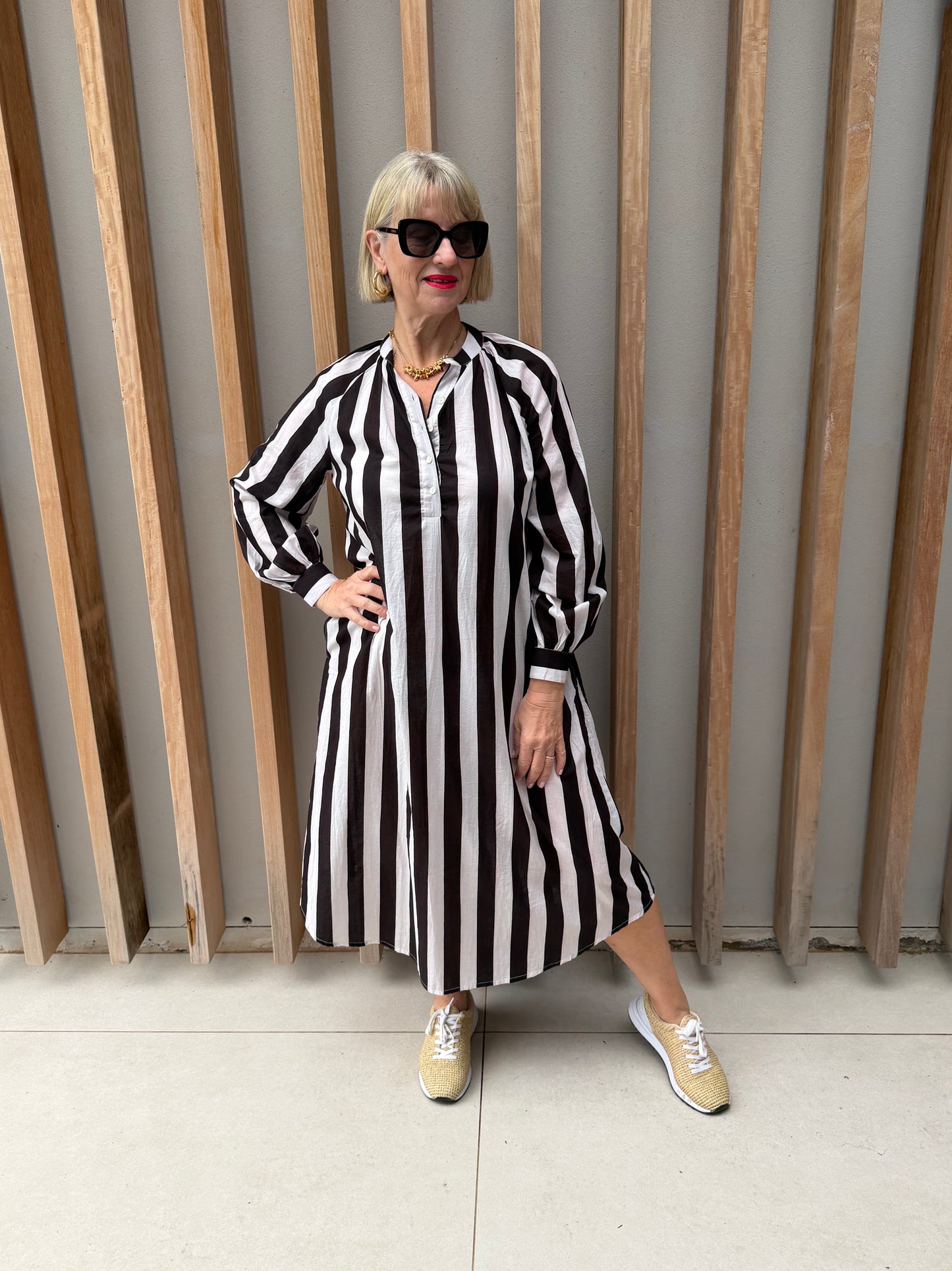 Black & white striped Kurta dress
