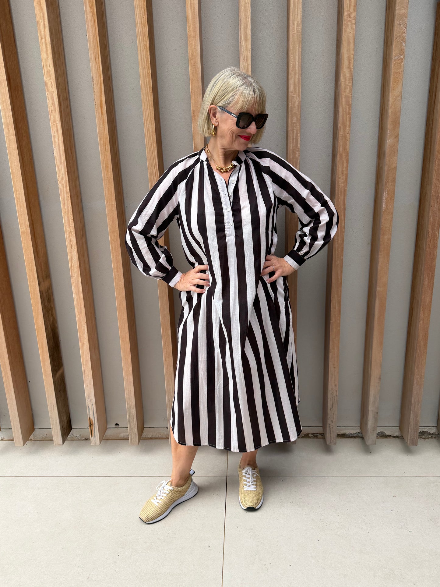 Black & white striped Kurta dress