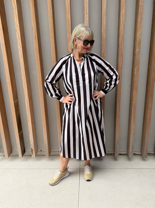 Black & white striped Kurta dress