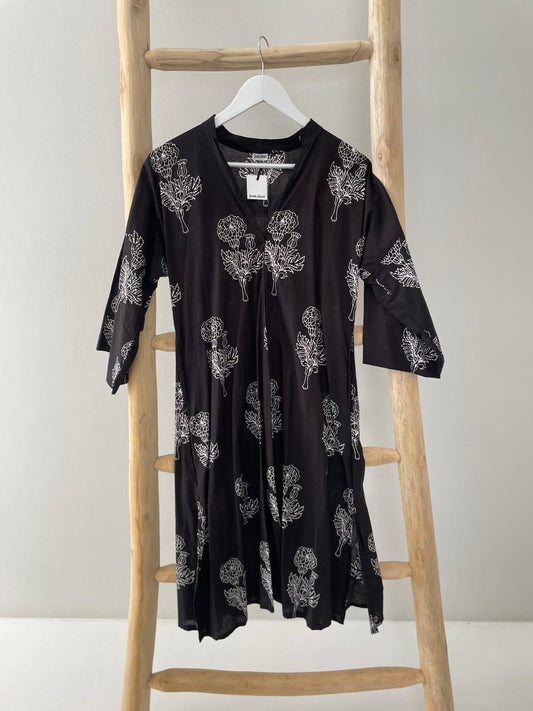 Black & white thistle floral dress