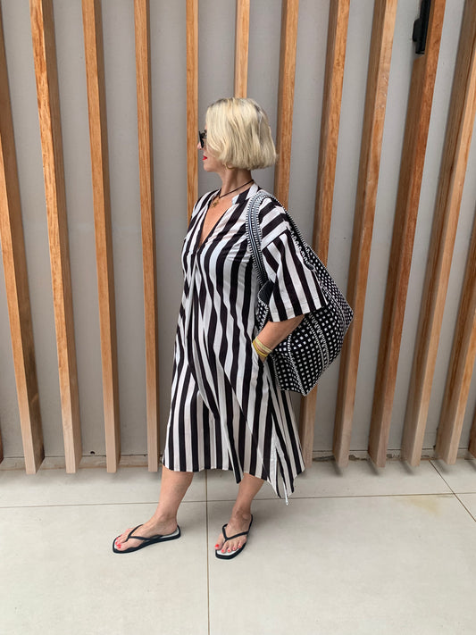 Black & white broad stripe dress