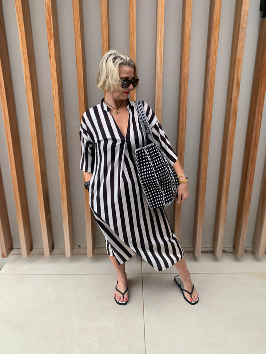 Black & white broad stripe dress