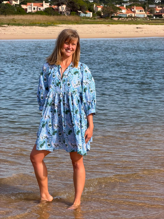 Light blue floral short dress
