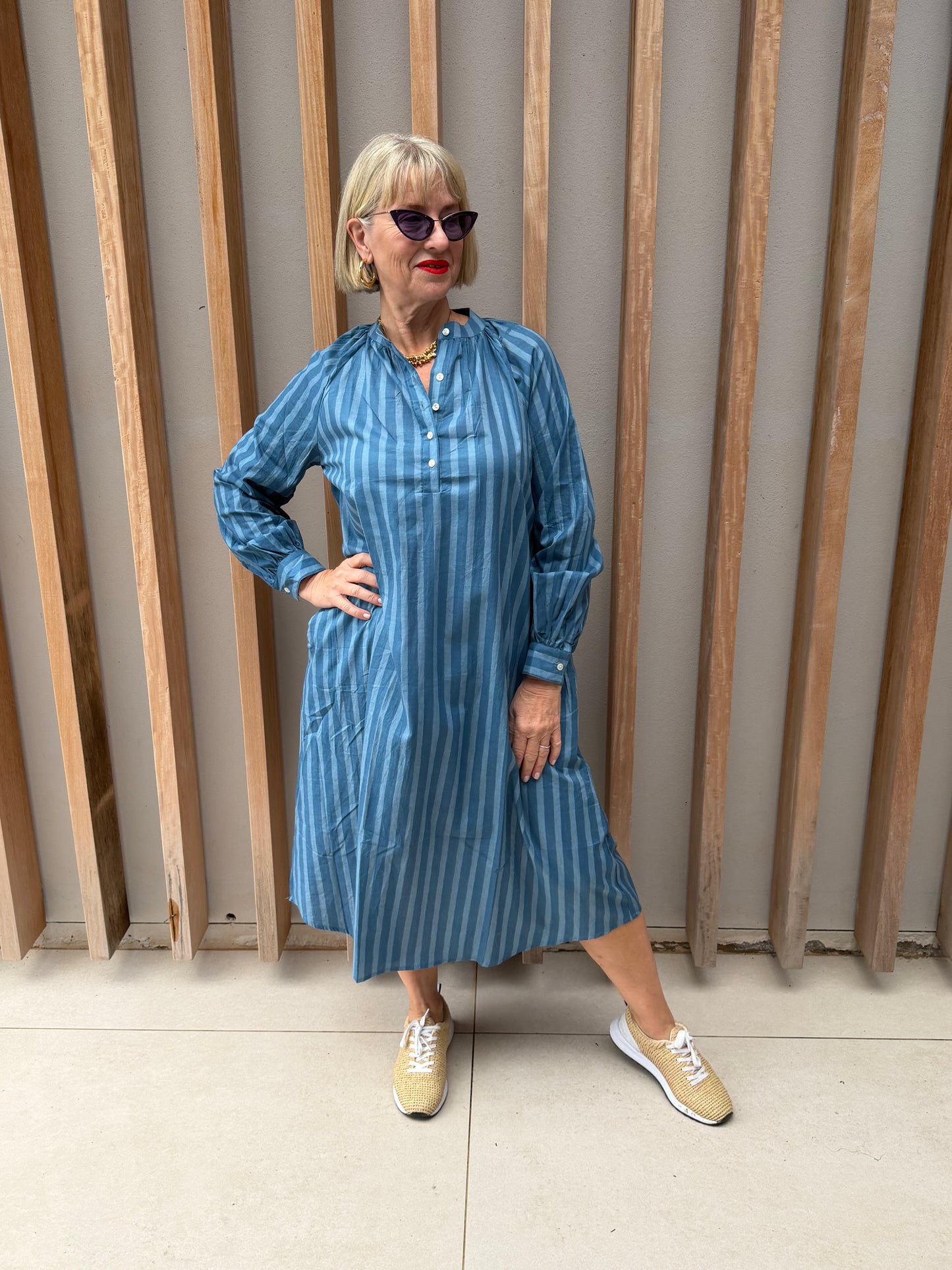 Blue thin striped Kurta dress