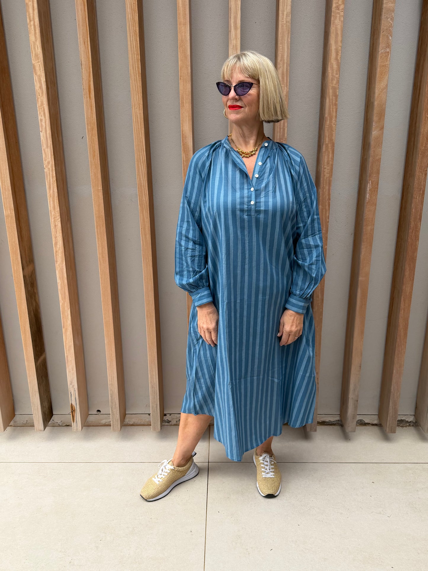 Blue thin striped Kurta dress