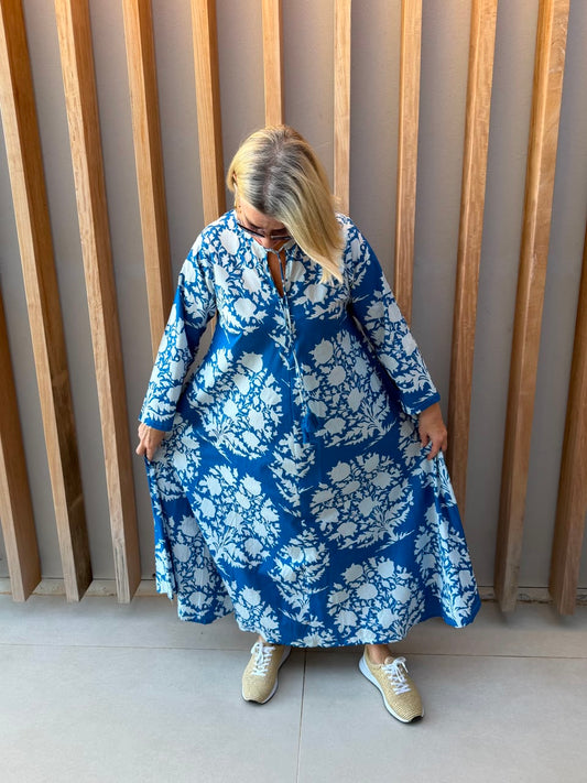 Blue & white floral dress