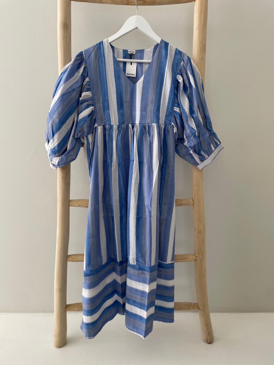 Blue & white striped dress