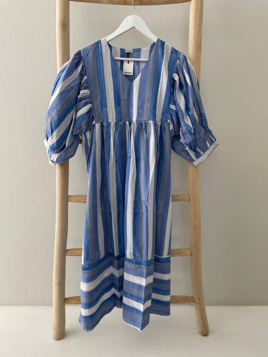 Blue & white striped dress
