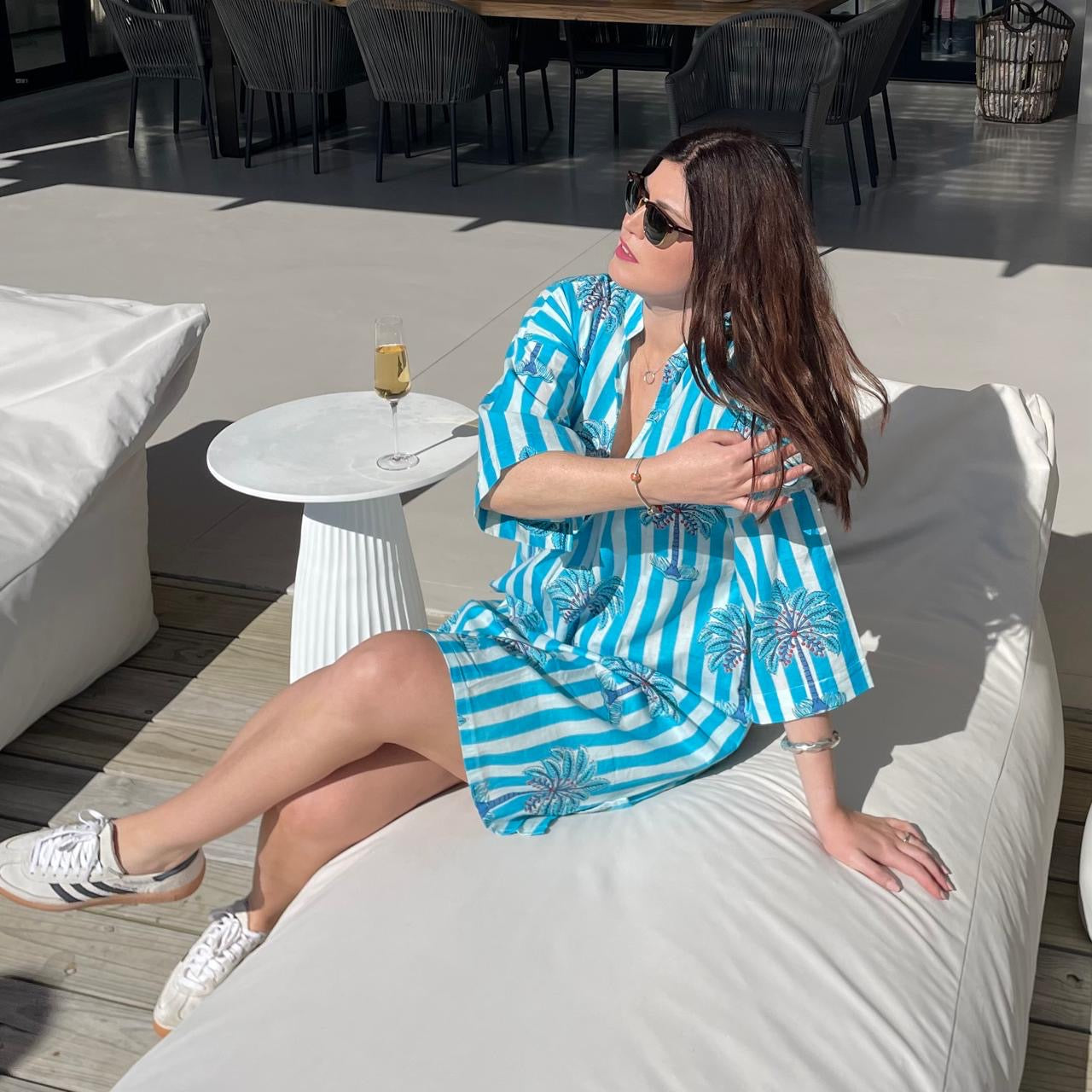 Blue & white stripe palm