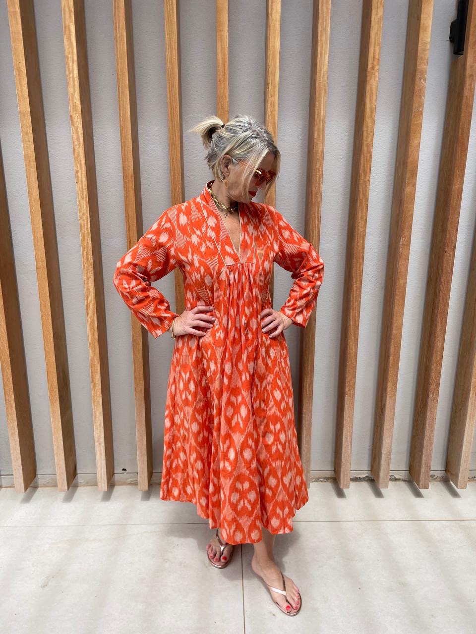 Burned orange geometric dress