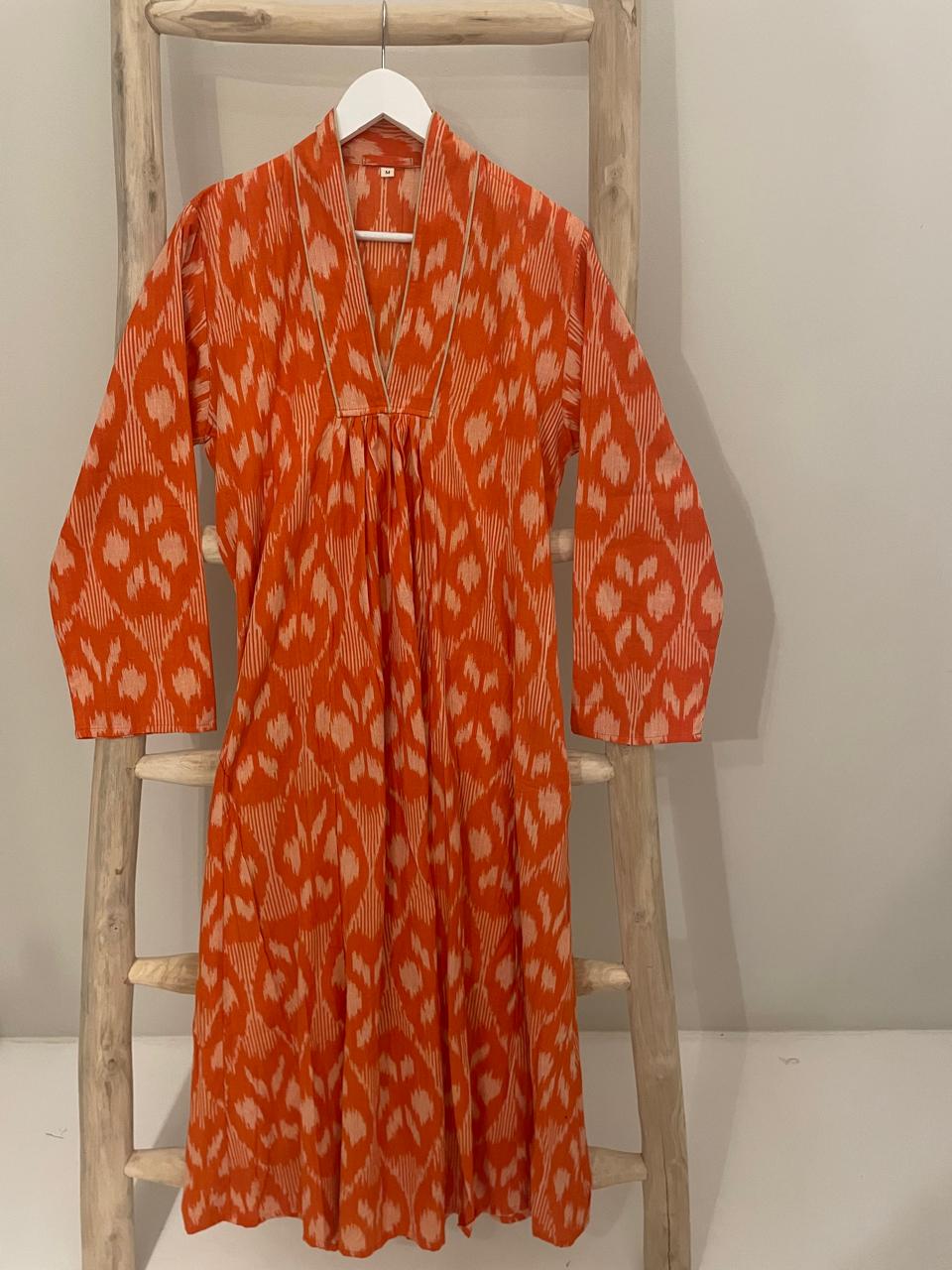 Burned orange geometric dress