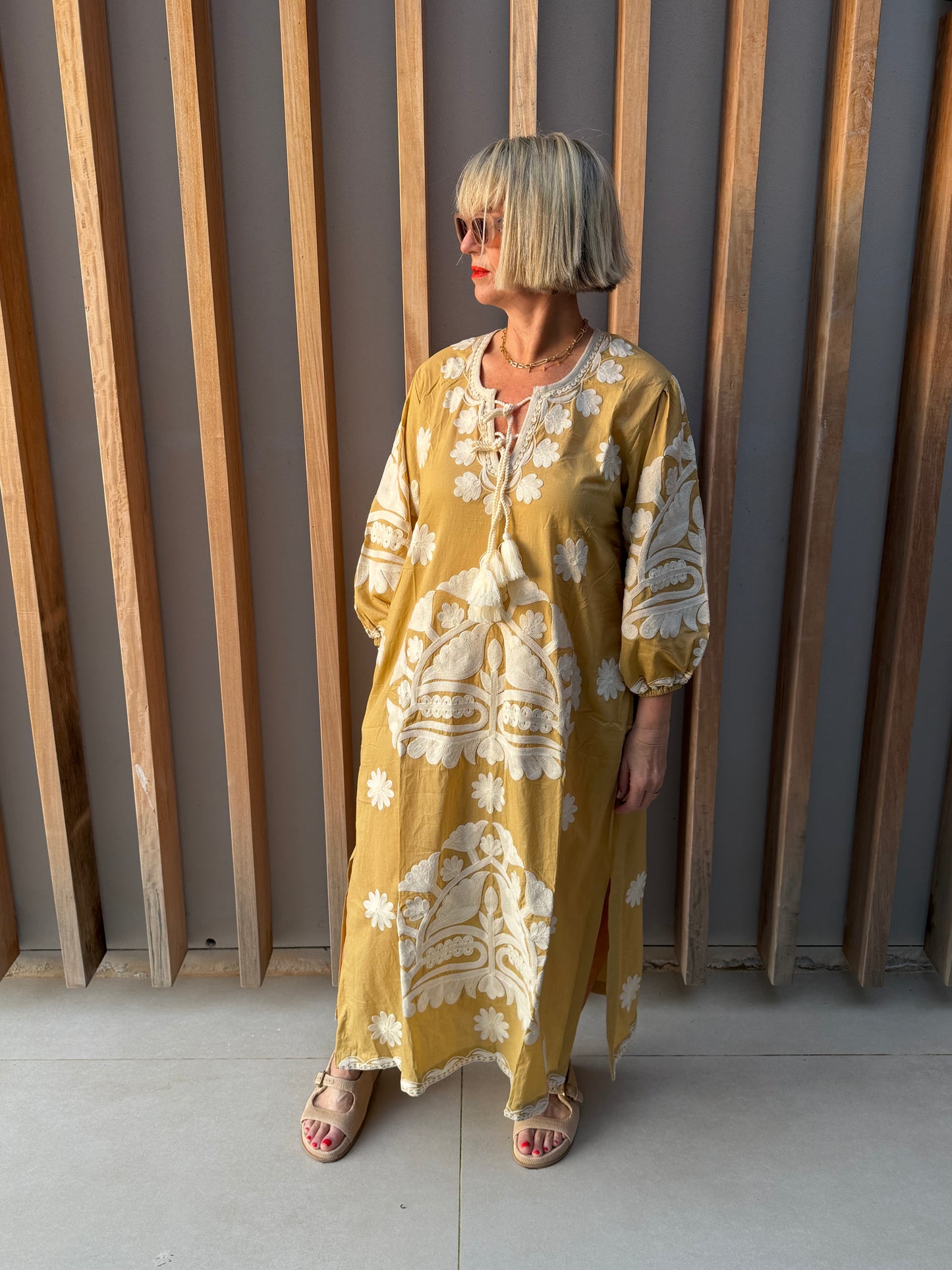 Cream embroidered dress
