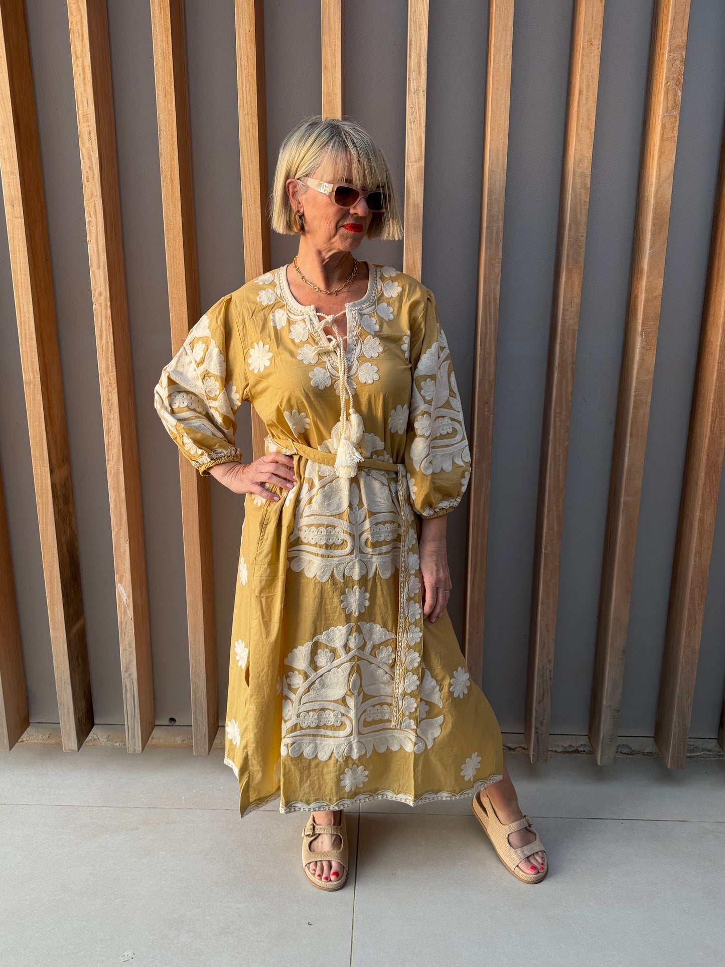 Cream embroidered dress