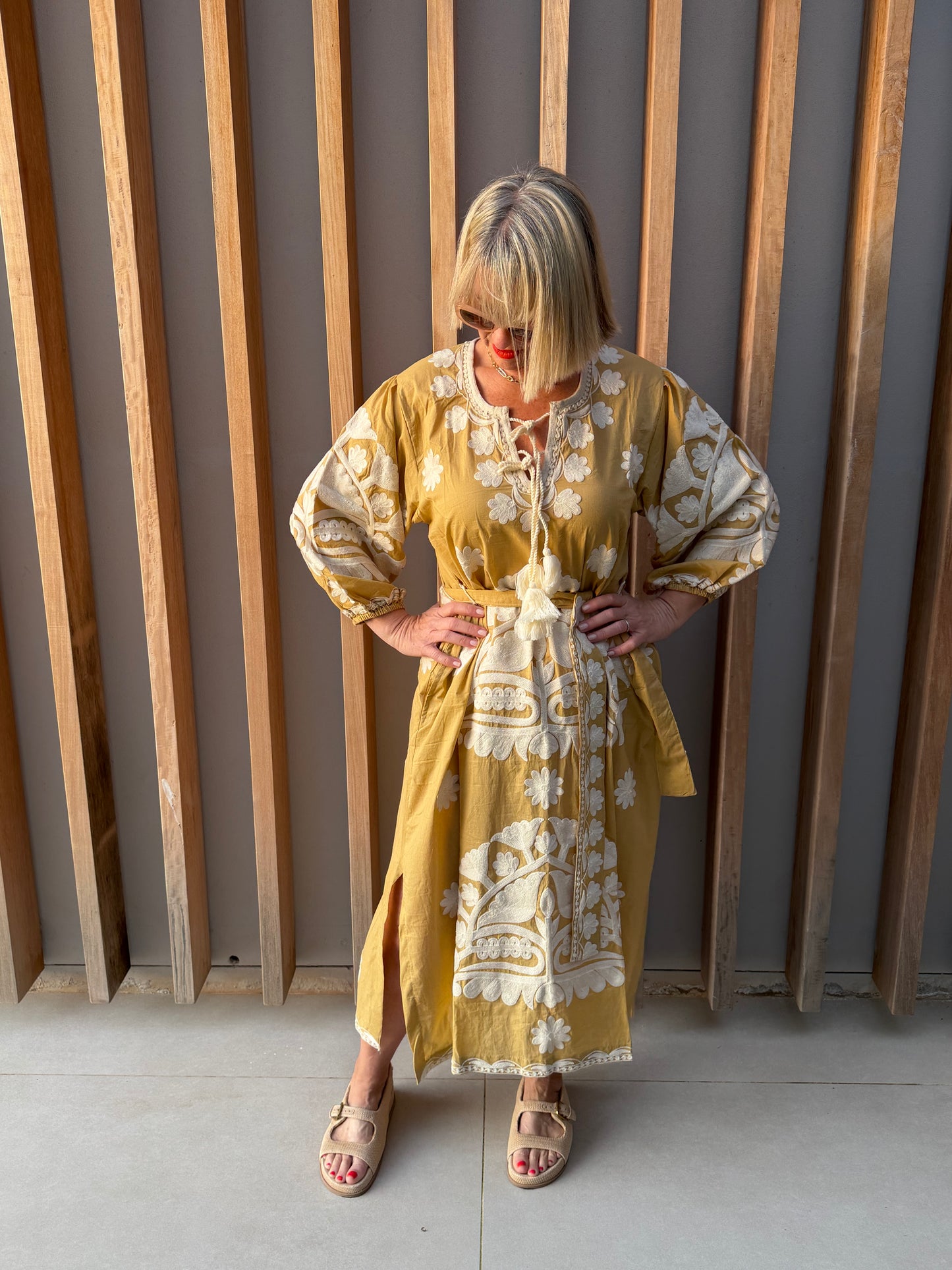 Cream embroidered dress