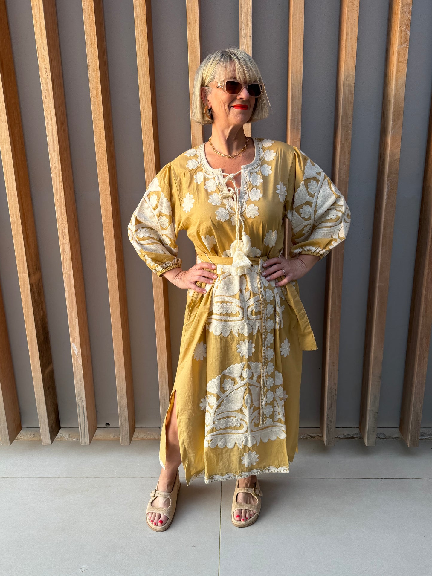 Cream embroidered dress