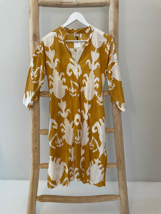 Gold & white floral dress