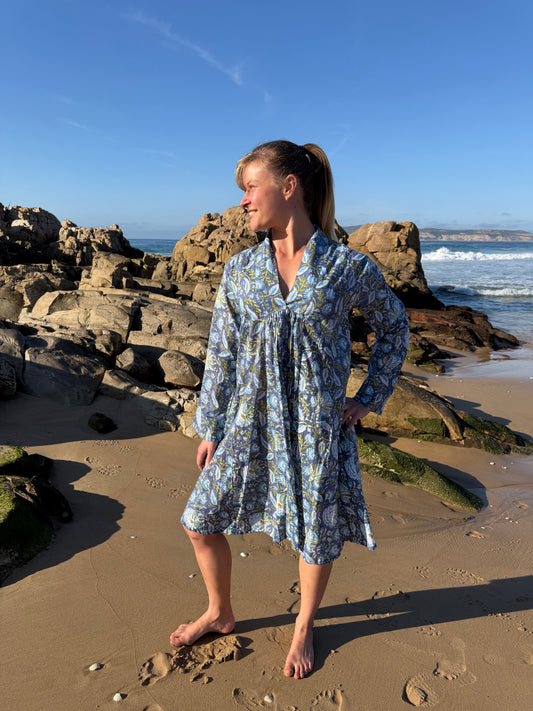 Blue & green floral dress