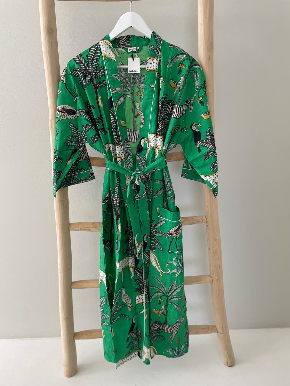 Green Animal palm Kimono
