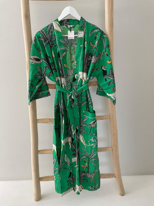 Green Animal palm Kimono