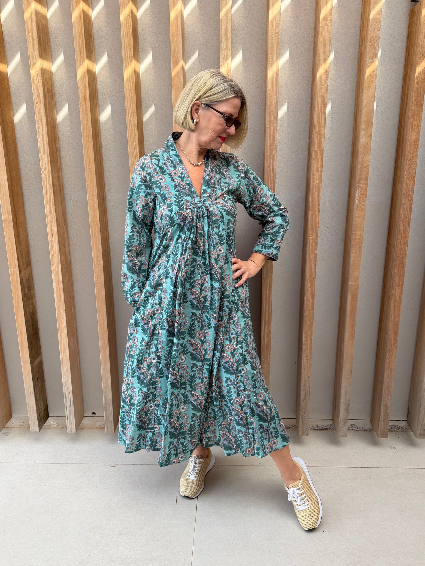 Green floral dress