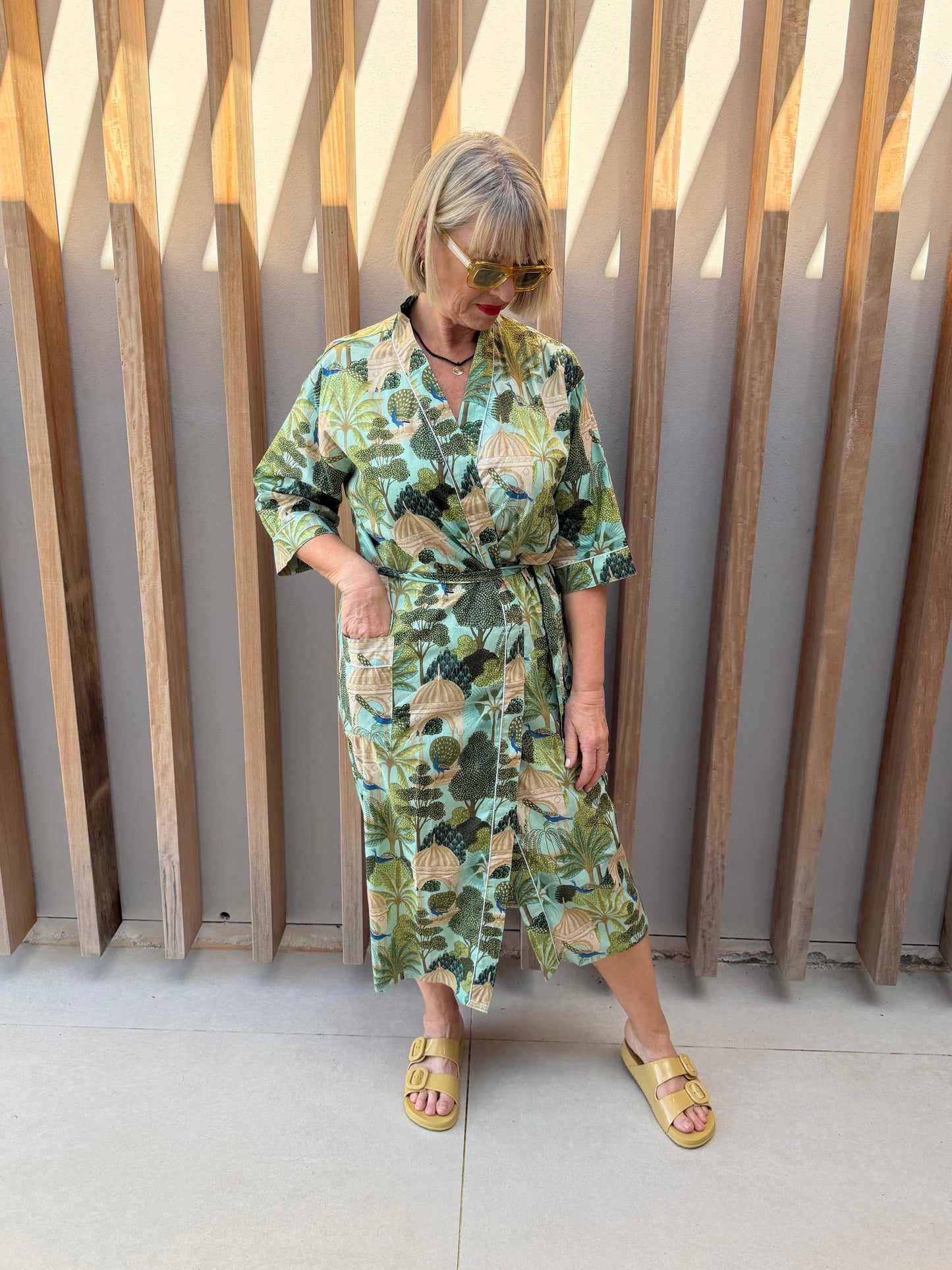Green Kimono with forrest pattern