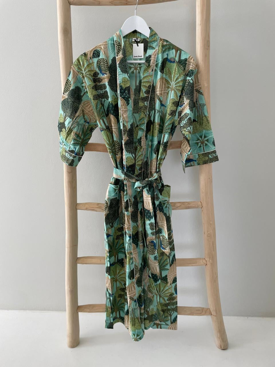 Green palm floral Kimono