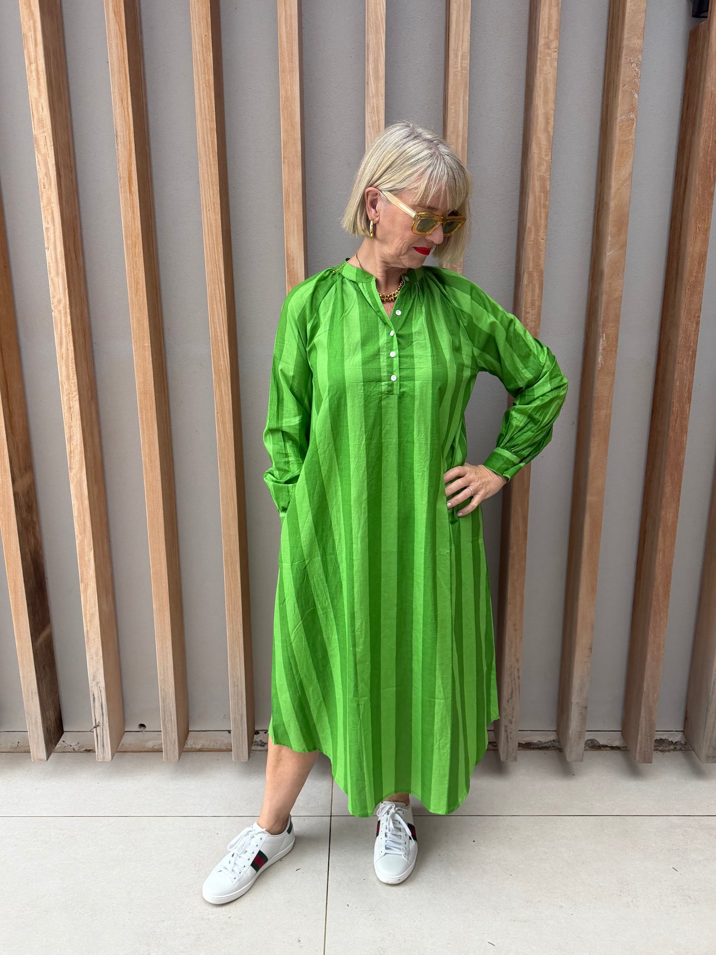 Green striped Kurta dress