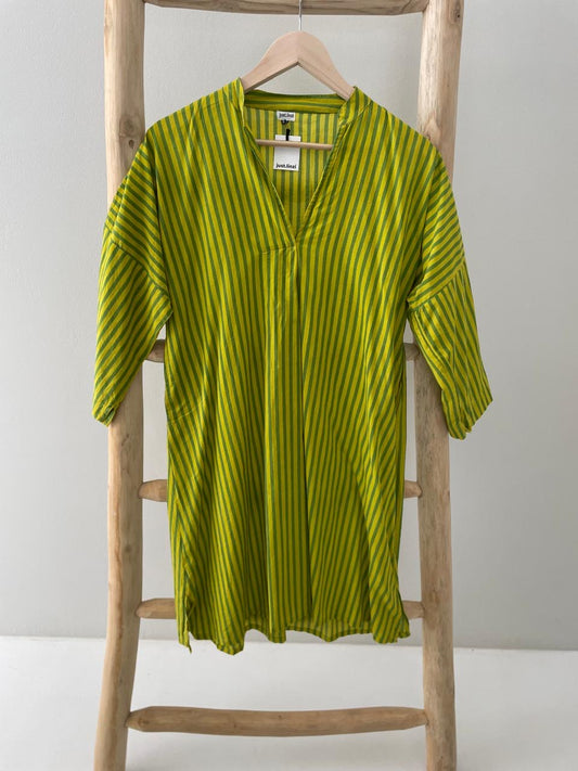 Green striped dress